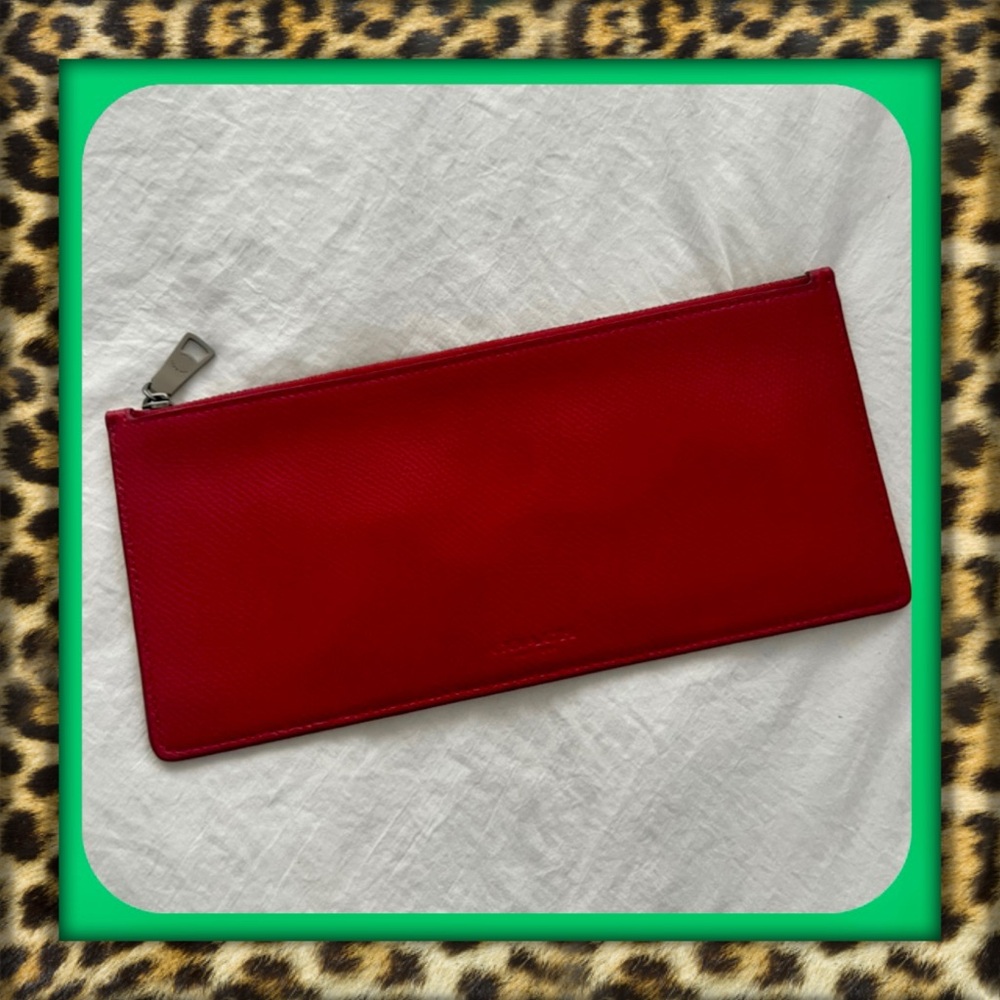 👑✅PRICE FIRM✅ COACH Leather Red Large Clutch Wallet Insert